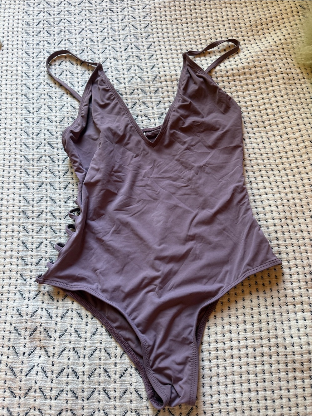 Dippin’ Daisy’s Mauve V-Neck One-Piece Swimsuit